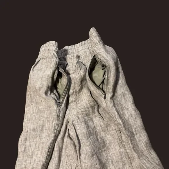 Athleta Pants Womens M Retreat Linen High Rise Ankle Pyrite Brown Lounge Beachy - Picture 6 of 13